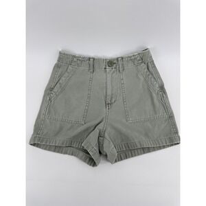Marine Layer Shorts Womens 0 Green Utility Twill High Rise Pockets Casual Summer